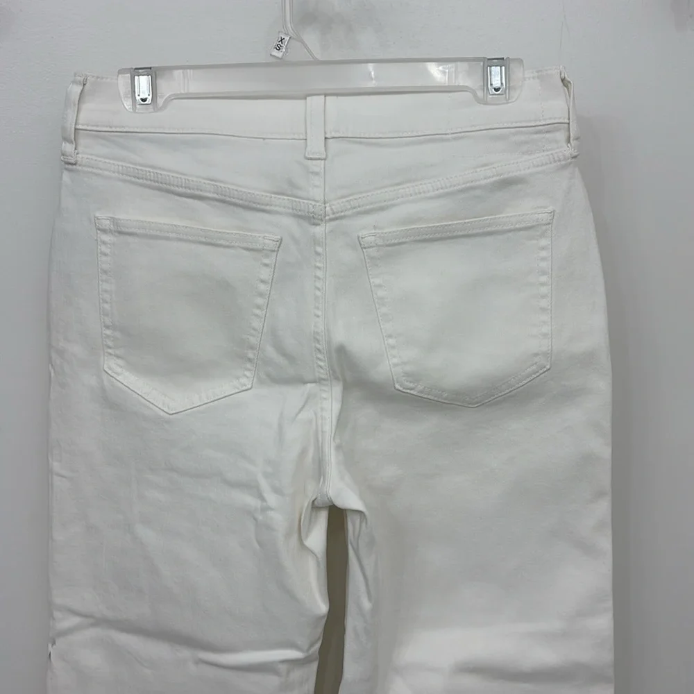 NWT J. Crew Petite slim-wide jean in White Denim Cropped Ankle Jeans raw hem - Picture 7 of 12